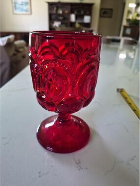 L.E. Smith Moon & Stars Ruby Red Goblet 6"